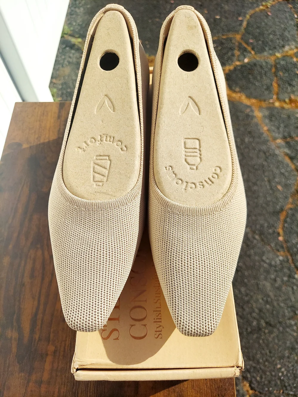 Vivaia Minnie Pro Almond Beige Knit Ballet Flat Womens Size 10 NWT Athleisure